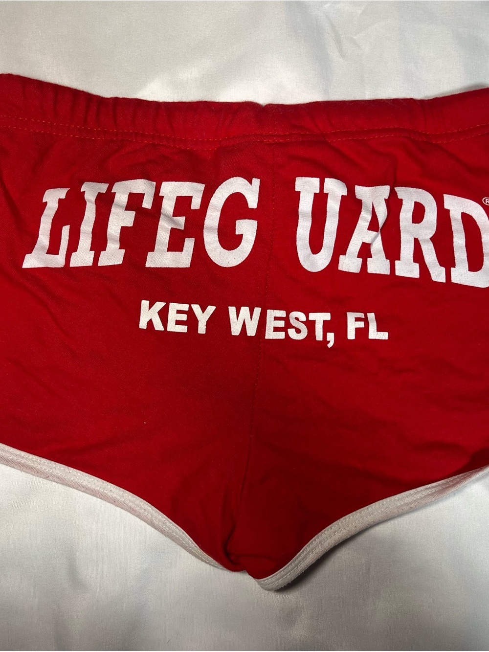 LIFEGUARD Key West Florida Women’s Medium Hi-Cut Booty Shorts Red Beach